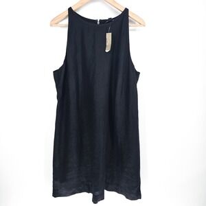 J.Crew Black‎ XL X-Large 100% Linen Sleeveless Dress XL BR431 Classic
